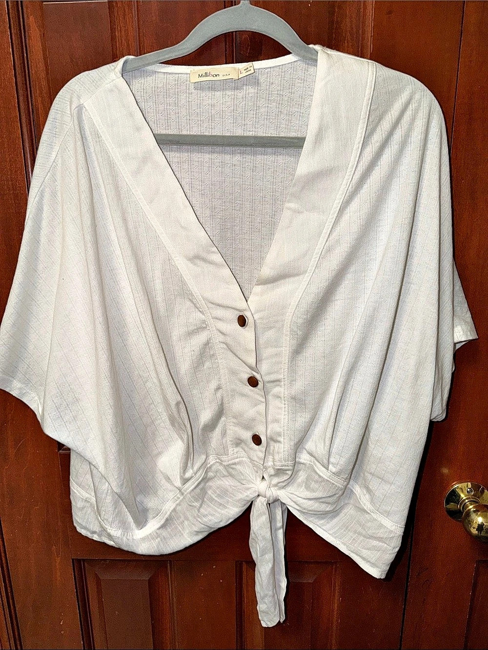 Millibon White Tie-Front Blouse